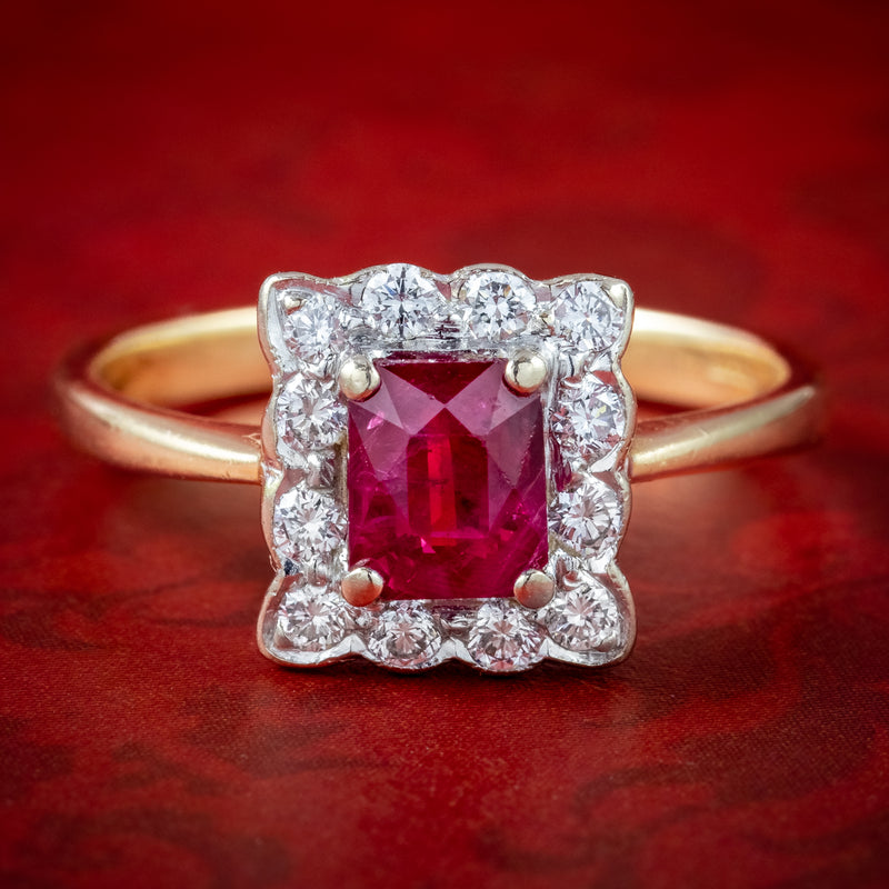 Antique ruby ring set with rose cut diamonds